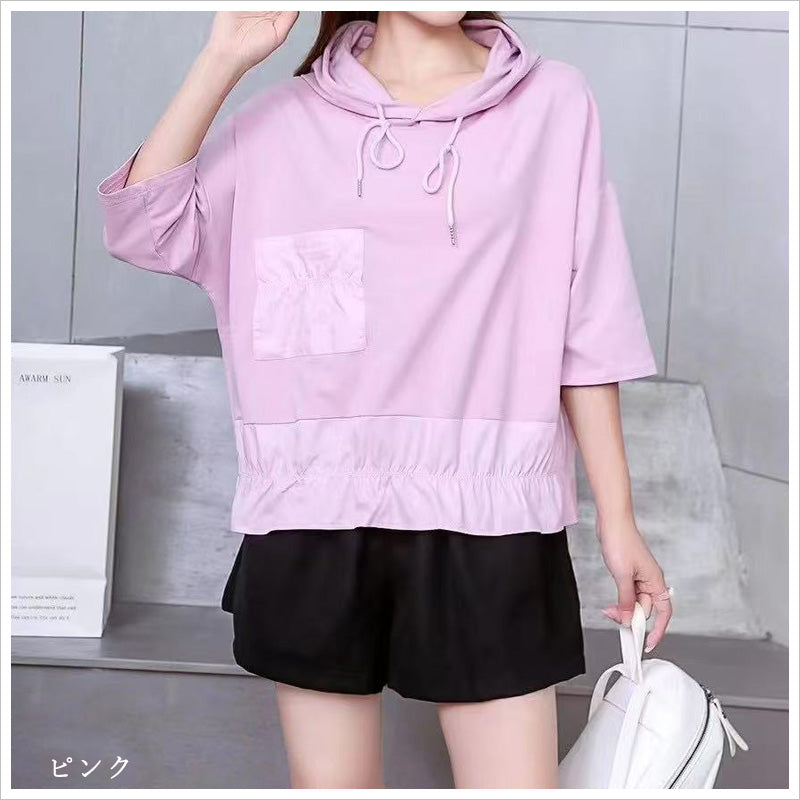 RA1000 トップス ゆったり フィット リラックス フード オーバーサイズ スリット