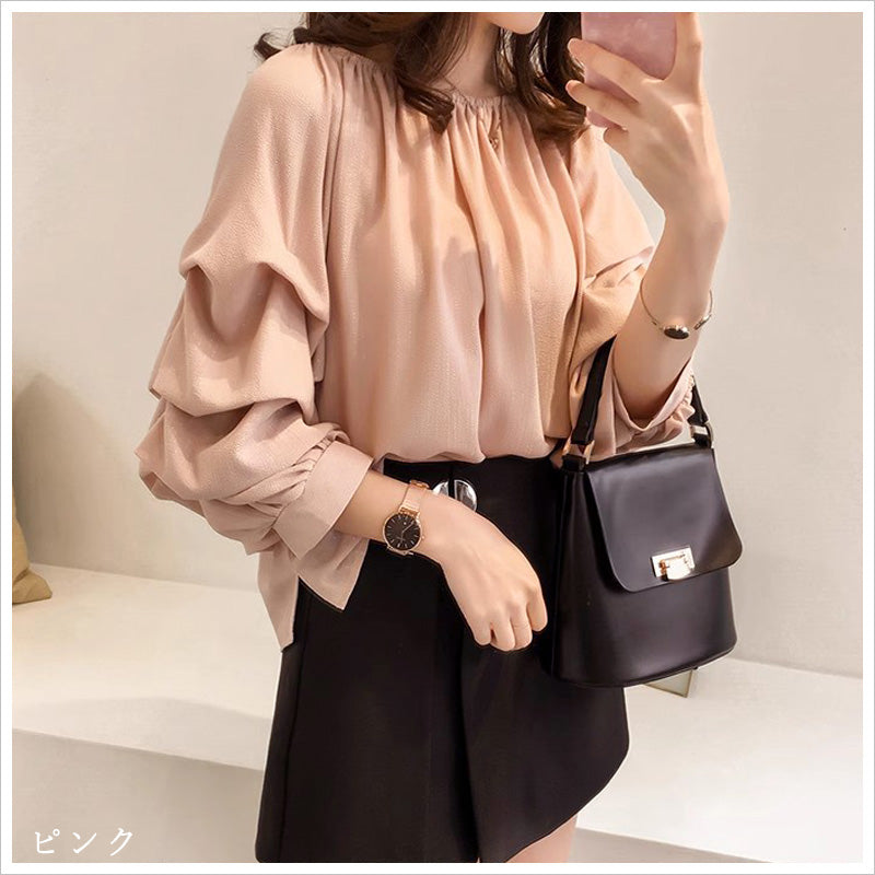 RA1010 トップス ブラウス レディース フリル袖 ギャザー ボリュームスリーブ オフショルダー