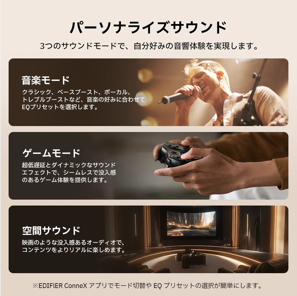 A6 Edifier LDAC対応・IP55防水・最大40時間再生 高音質ワイヤレスイヤホン