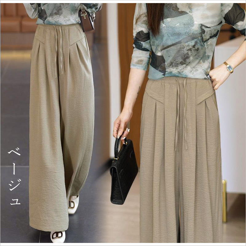 RA864 ドレープワイドパンツ 懸垂性 サラサラした生地 接触冷感 体型カバー