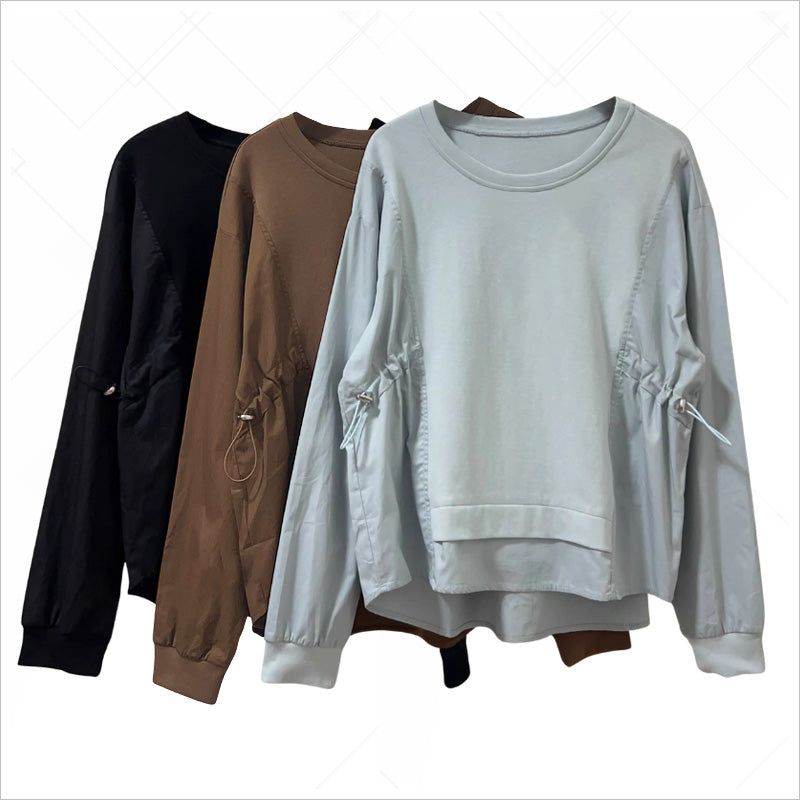 RA986 トップス 長袖 カットソー プルオーバー レディース ギャザー ドロスト