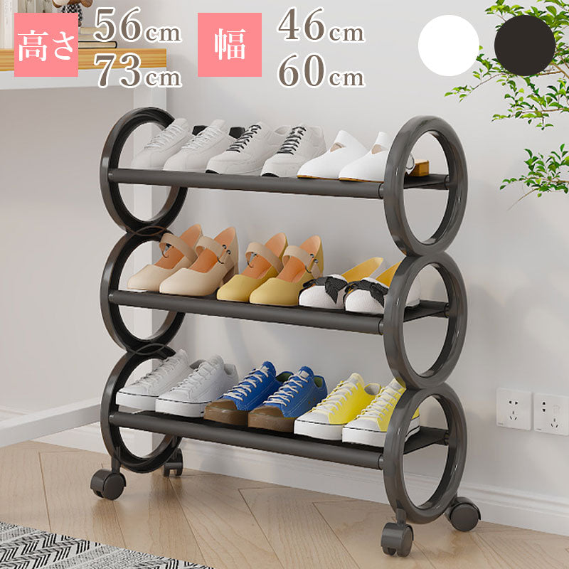 TW374 キャスター付き 簡易シューズラック 3段 4段 4サイズ スリム