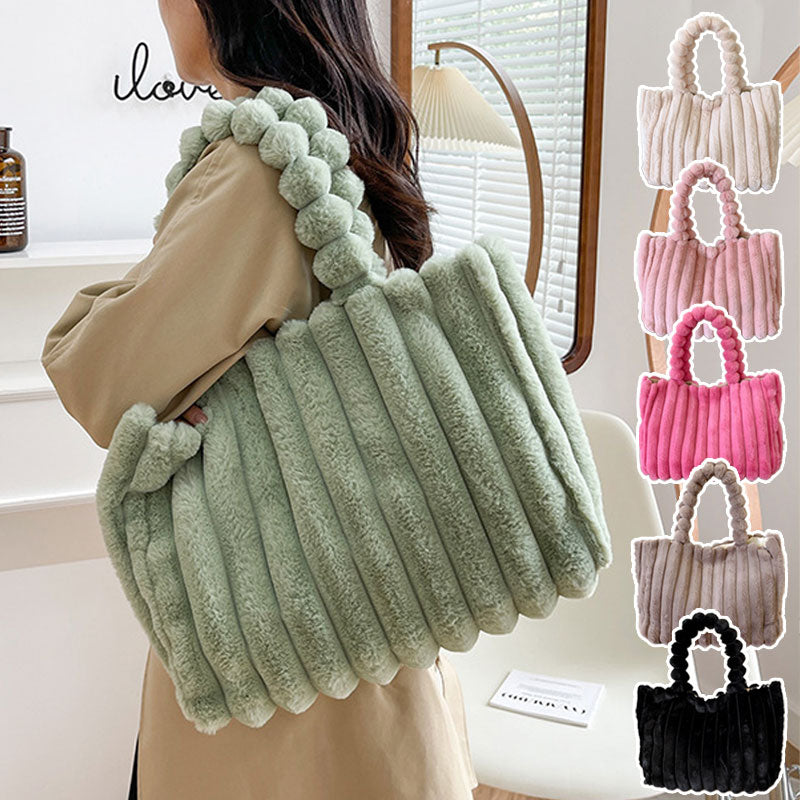 TW394 ストライプ もこもこ バッグ トートバッグ ぽこぽこ