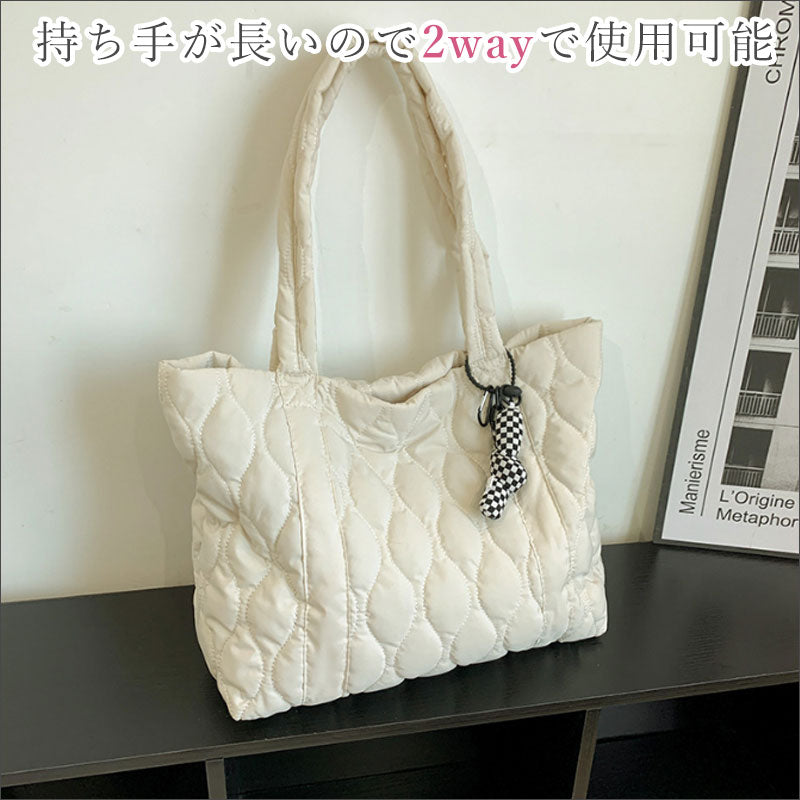 TW332  キルティング トートバッグ ファスナー付き