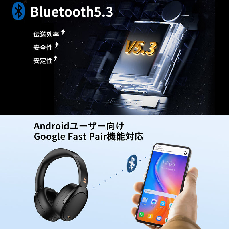 WH950NB EDIFIER  VGP金賞受賞・LDAC対応・最大55時間再生 ANCノイズキャンセリング・Bluetooth5.3 ワイヤレスヘッドホン