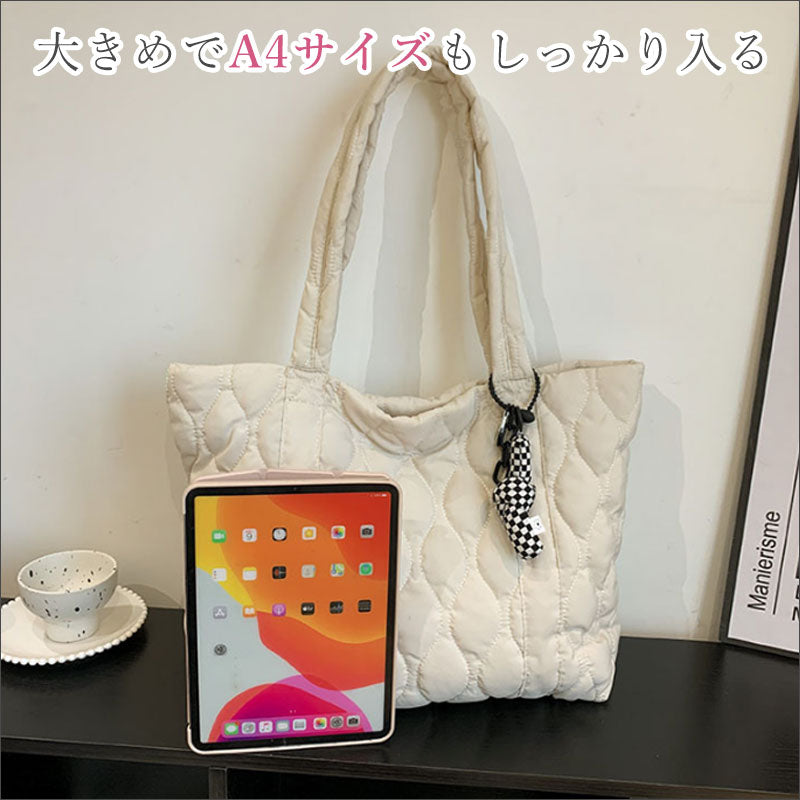 TW332  キルティング トートバッグ ファスナー付き