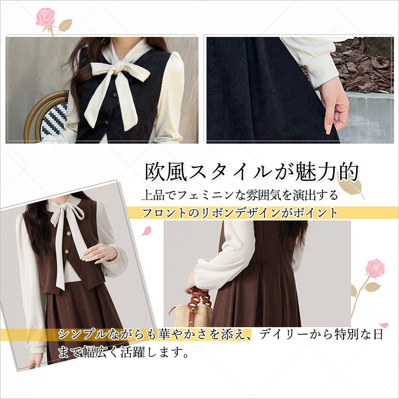 RA999  レディース ワンピース ロングワンピース コーデュロイ レイヤード風