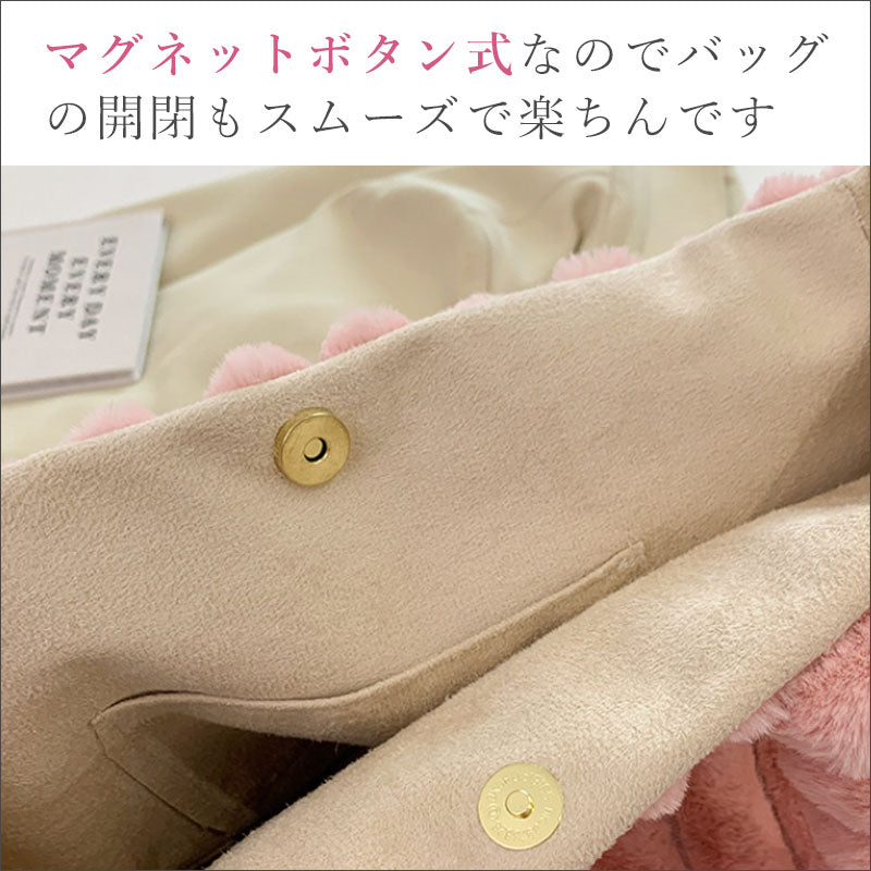 TW394 ストライプ もこもこ バッグ トートバッグ ぽこぽこ