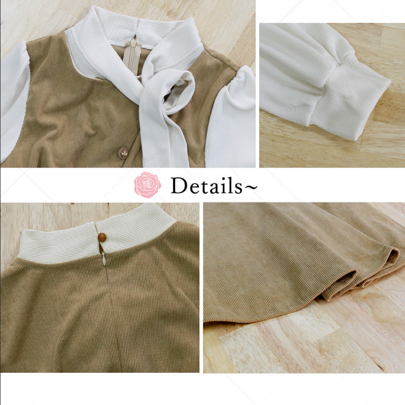 RA999  レディース ワンピース ロングワンピース コーデュロイ レイヤード風