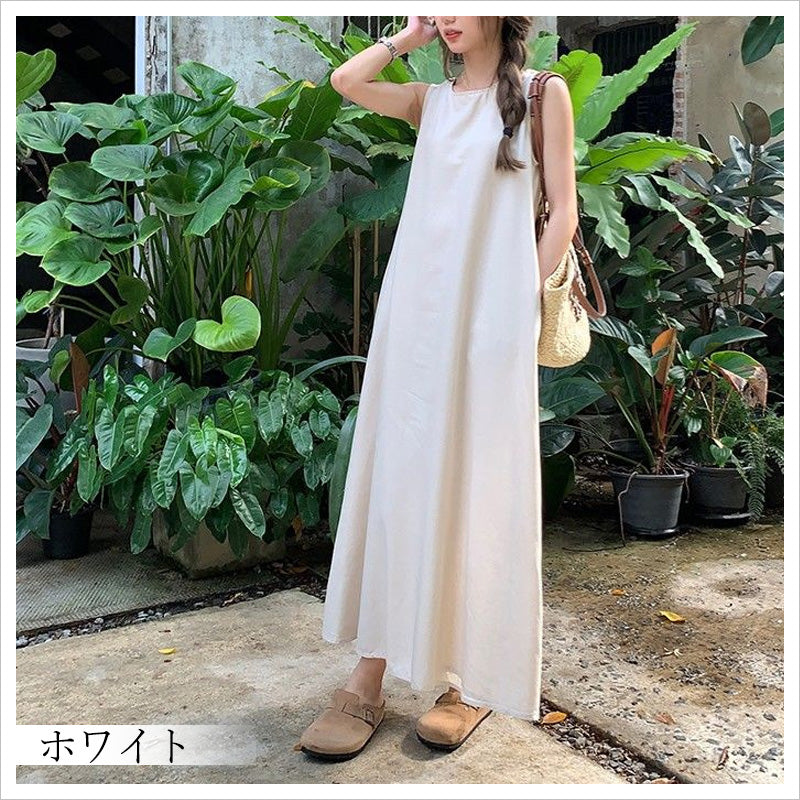 RA875 冷感ワンピース ノースリーブ 背中 あき