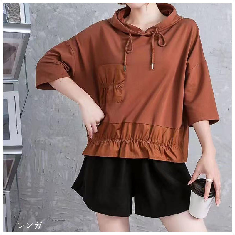 RA1000 トップス ゆったり フィット リラックス フード オーバーサイズ スリット