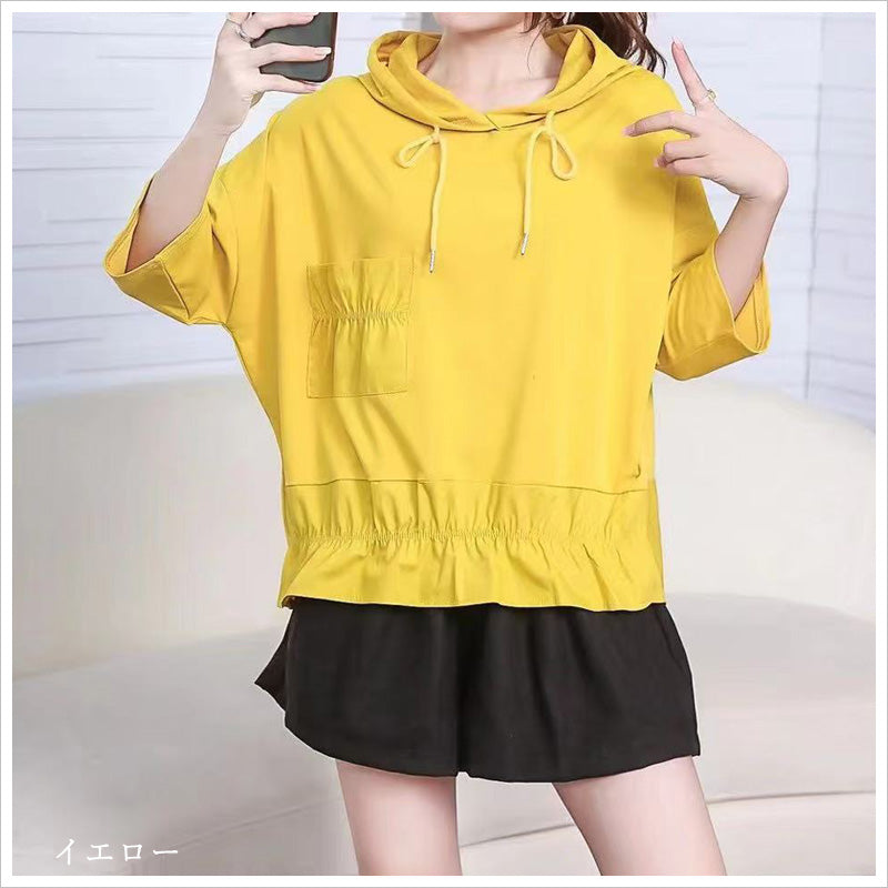 RA1000 トップス ゆったり フィット リラックス フード オーバーサイズ スリット