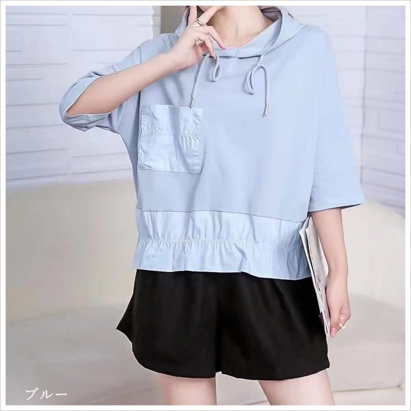 RA1000 トップス ゆったり フィット リラックス フード オーバーサイズ スリット