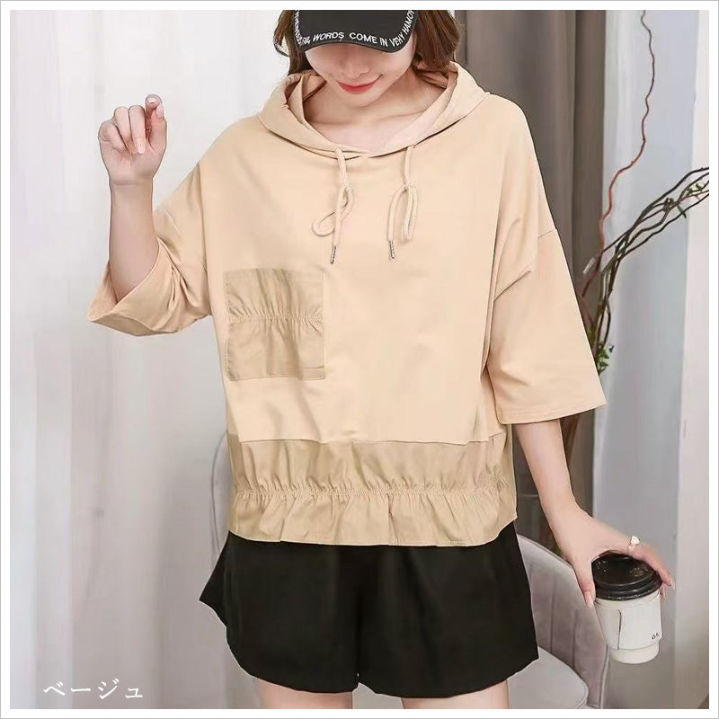 RA1000 トップス ゆったり フィット リラックス フード オーバーサイズ スリット