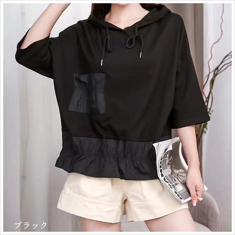 RA1000 トップス ゆったり フィット リラックス フード オーバーサイズ スリット