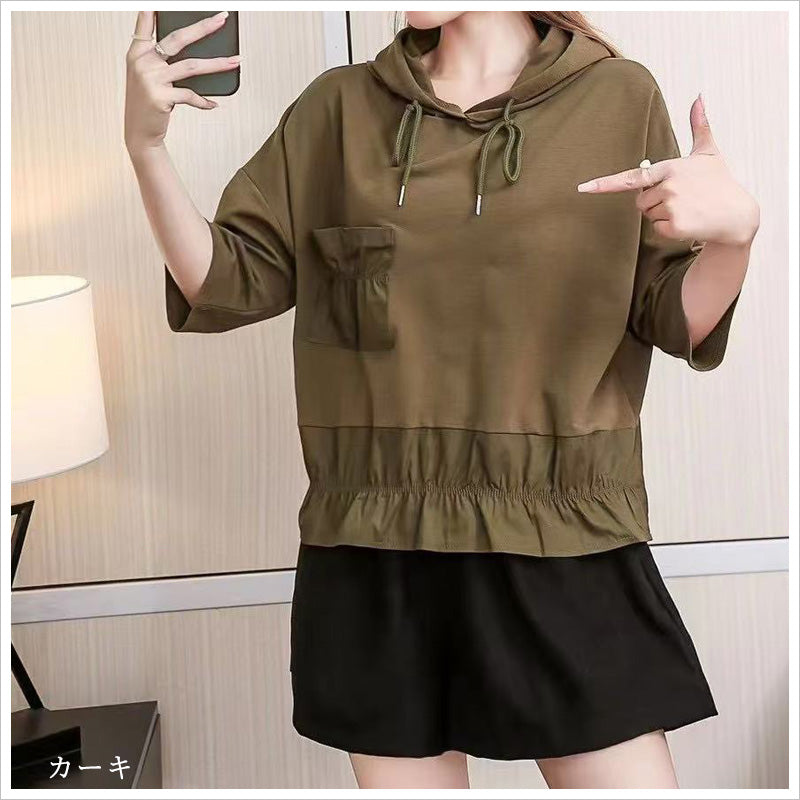 RA1000 トップス ゆったり フィット リラックス フード オーバーサイズ スリット