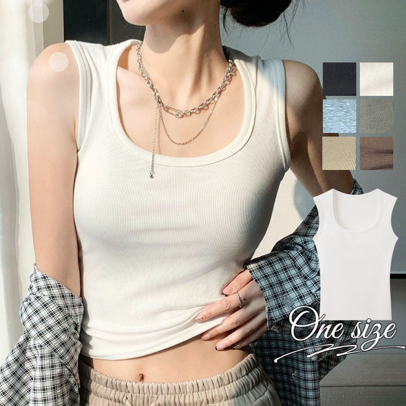 RA1002 タンクトップ トップス ノースリーブ サマーニット レディース 無地 リブ編み インナー