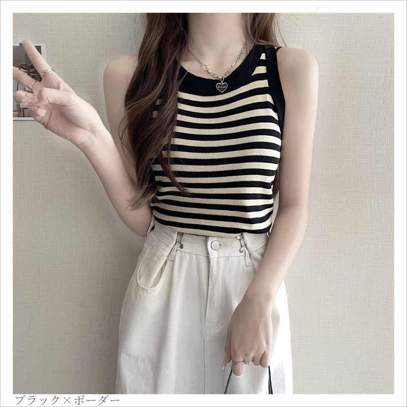 RA1007   タンクトップ トップス ノースリーブ サマーニット レディース
