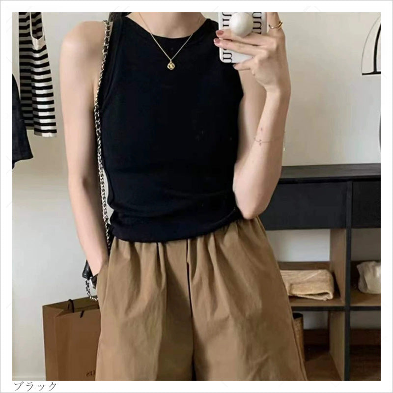 RA1007   タンクトップ トップス ノースリーブ サマーニット レディース