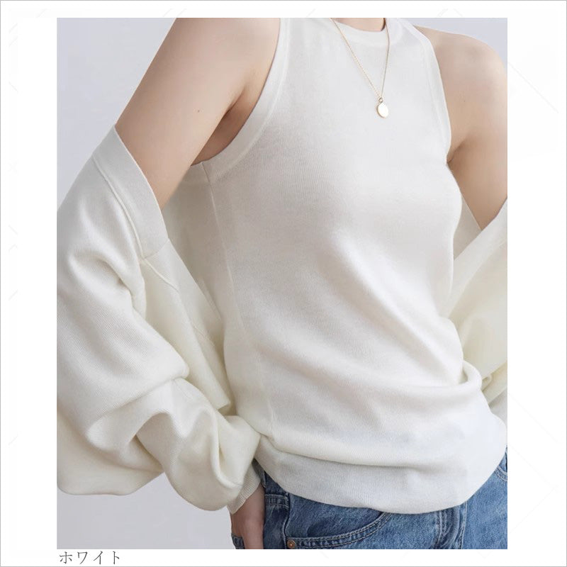 RA1007   タンクトップ トップス ノースリーブ サマーニット レディース