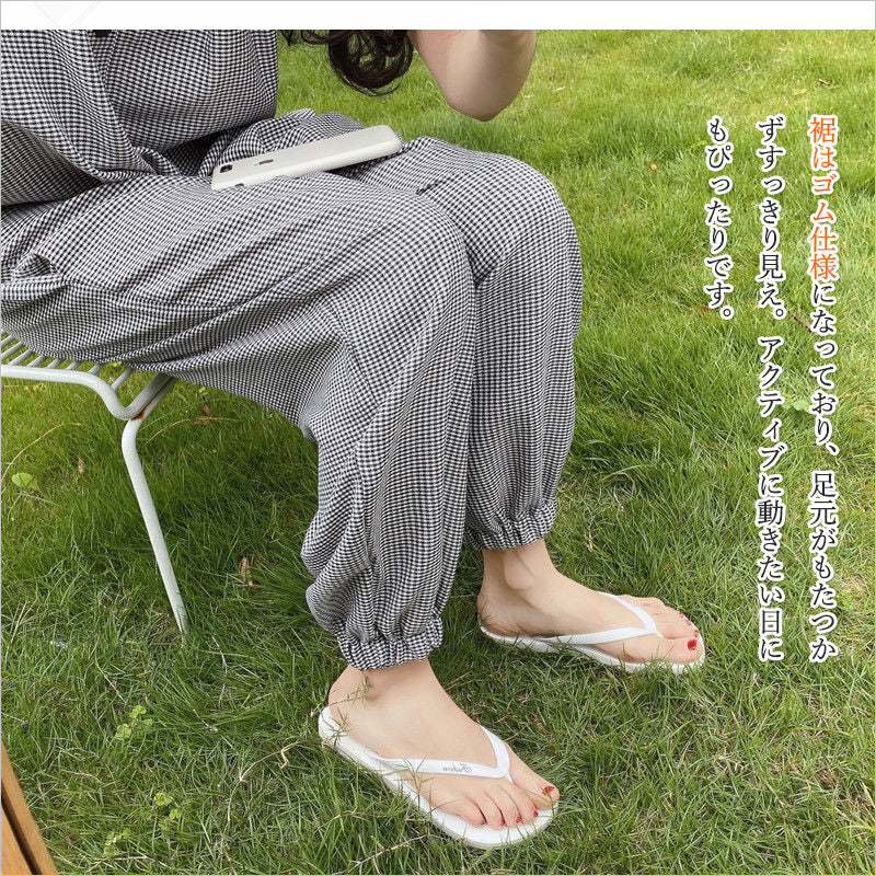 RA1014 レディース サロペット チェック柄 ゆったり 涼しい 着やせ効果 カジュアル 太めストラップ