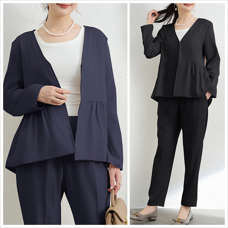 RA1035 セットアップ レディース 上下セット ペプラム トップス 長袖 きれいめ