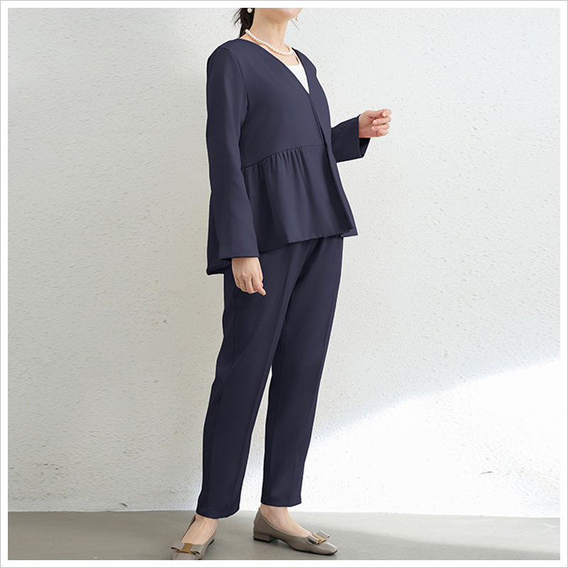 RA1035 セットアップ レディース 上下セット ペプラム トップス 長袖 きれいめ