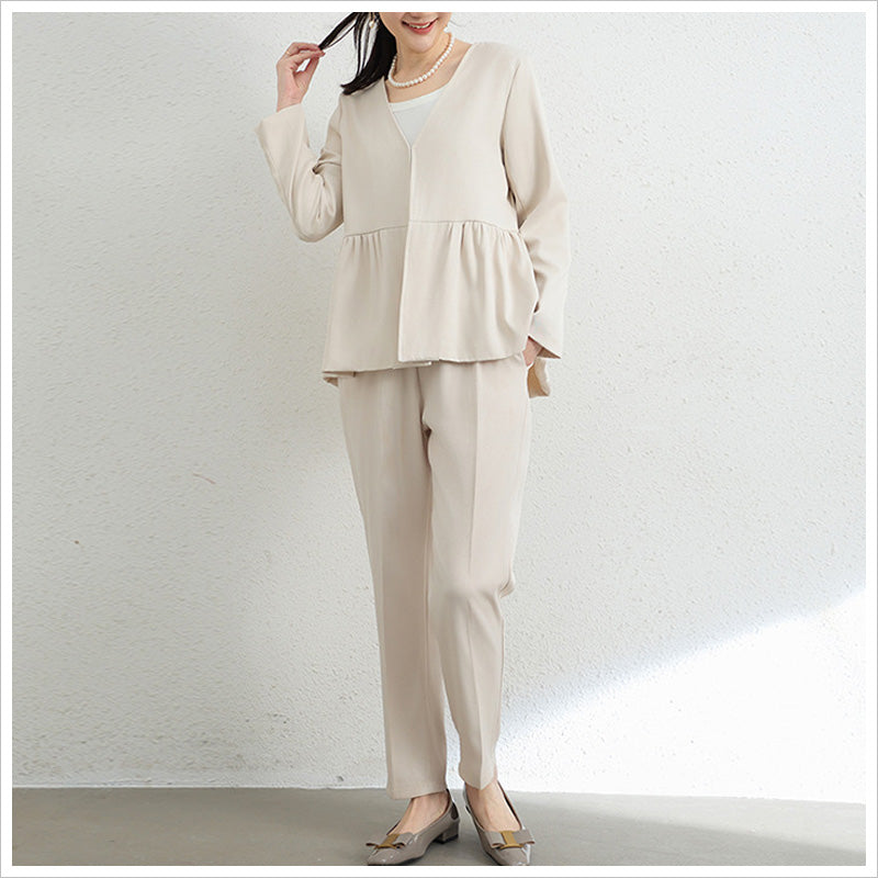 RA1035 セットアップ レディース 上下セット ペプラム トップス 長袖 きれいめ