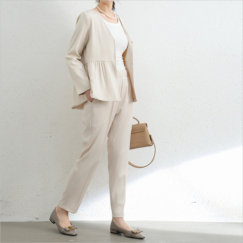 RA1035 セットアップ レディース 上下セット ペプラム トップス 長袖 きれいめ