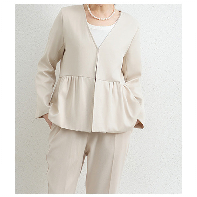 RA1035 セットアップ レディース 上下セット ペプラム トップス 長袖 きれいめ