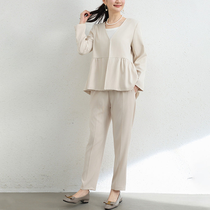 RA1035 セットアップ レディース 上下セット ペプラム トップス 長袖 きれいめ