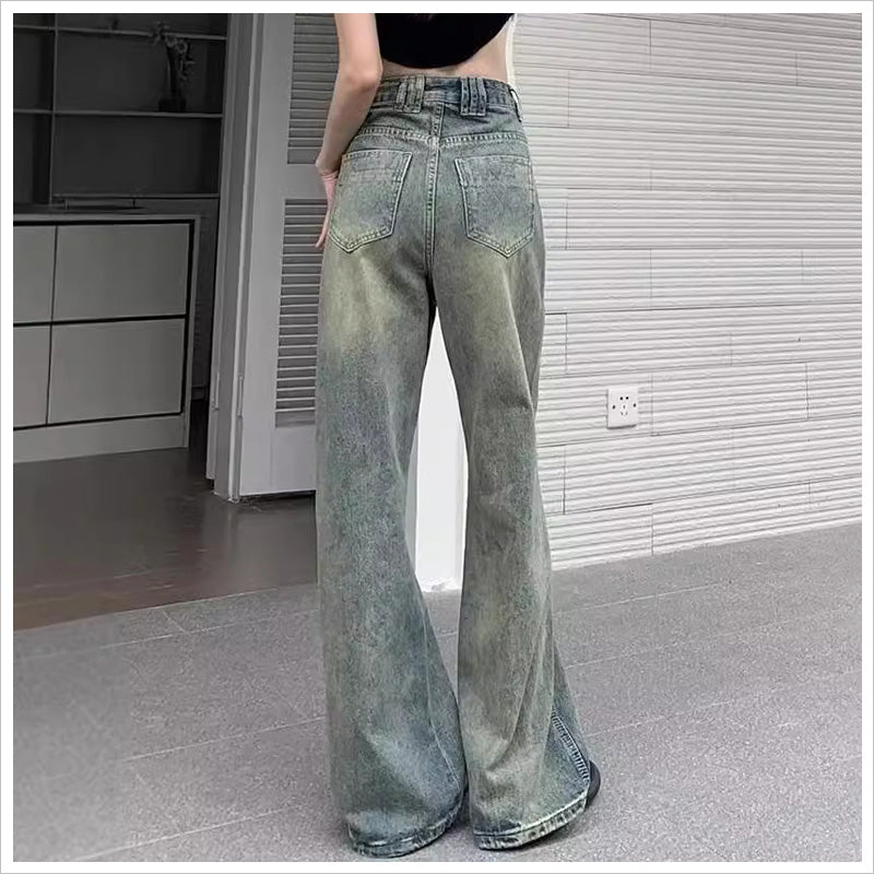 RA1041   レトロ デニム ワイドパンツ レディース