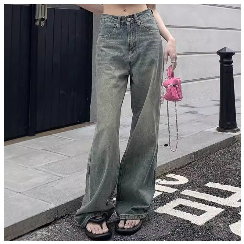 RA1041   レトロ デニム ワイドパンツ レディース