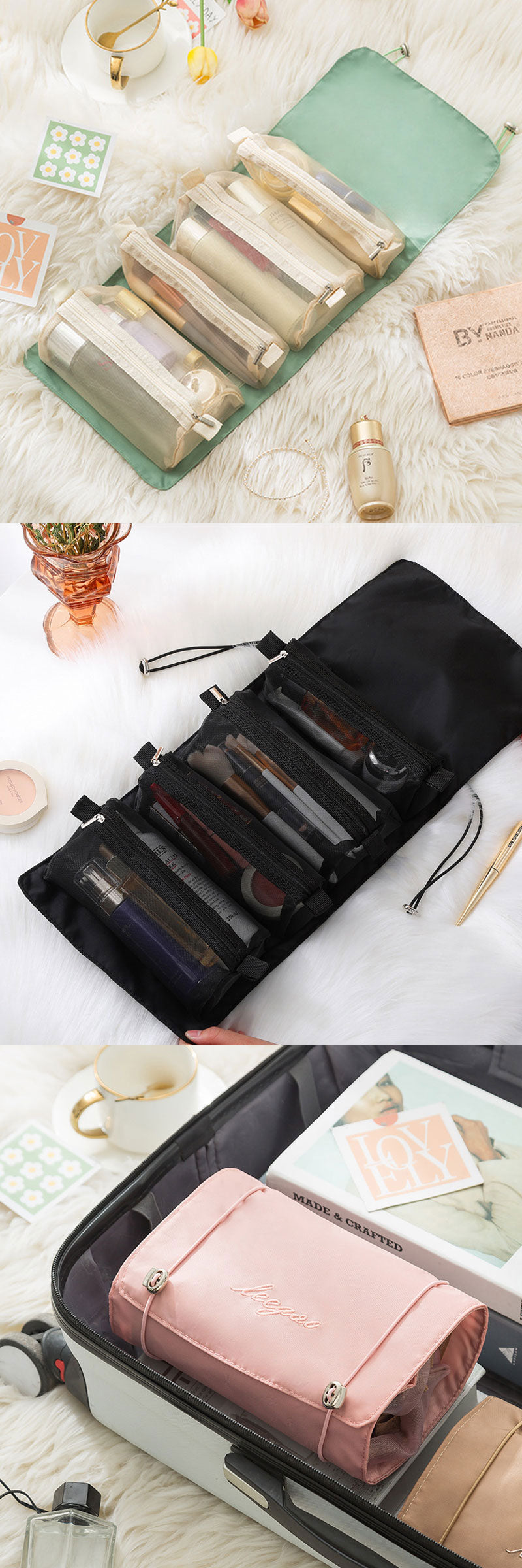 T003 トラベルポーチ 吊り下げ 4in1ポーチ