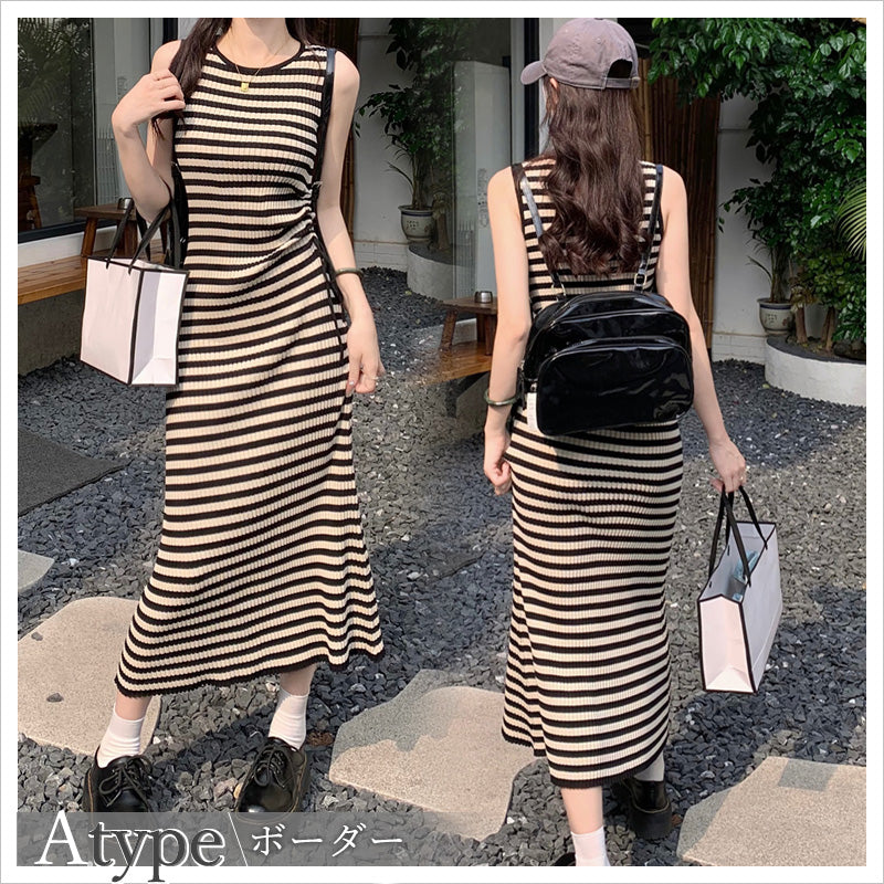 RA877 ロング ニットワンピース