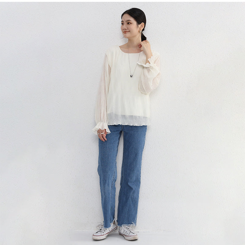 RA821  裏起毛シフォンカットソー 選べる2タイプ  トップス