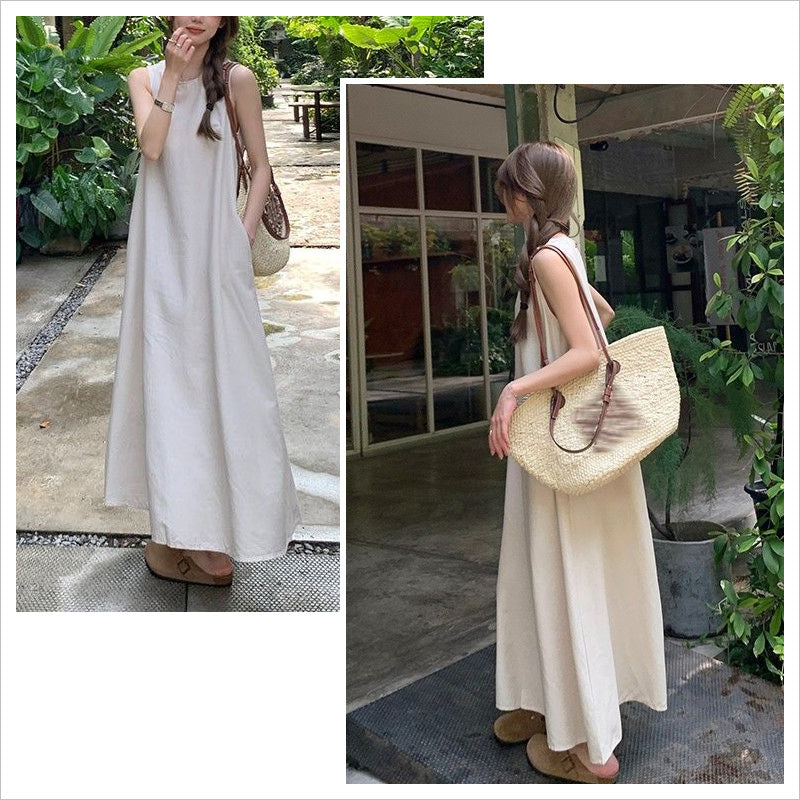 RA875 冷感ワンピース ノースリーブ 背中 あき