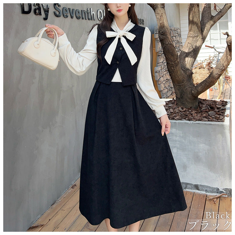 RA999  レディース ワンピース ロングワンピース コーデュロイ レイヤード風