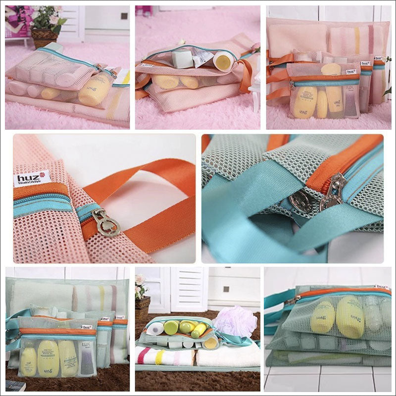 TW373 メッシュポーチ 4点セット トラベルポーチ ランドリーポーチ 旅行 トラベル 洗濯 通気性