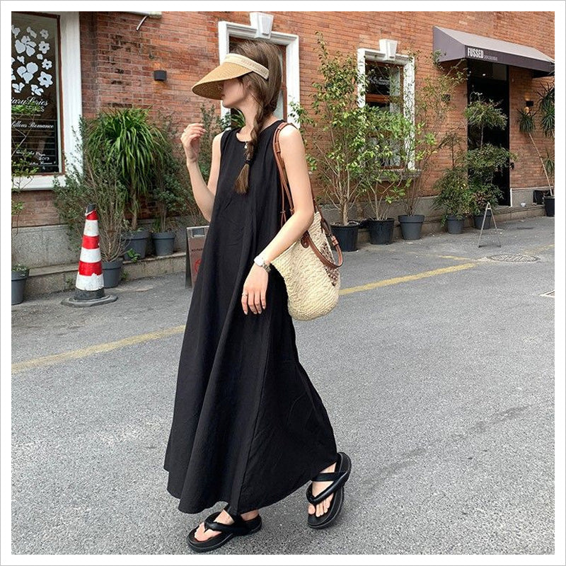 RA875 冷感ワンピース ノースリーブ 背中 あき