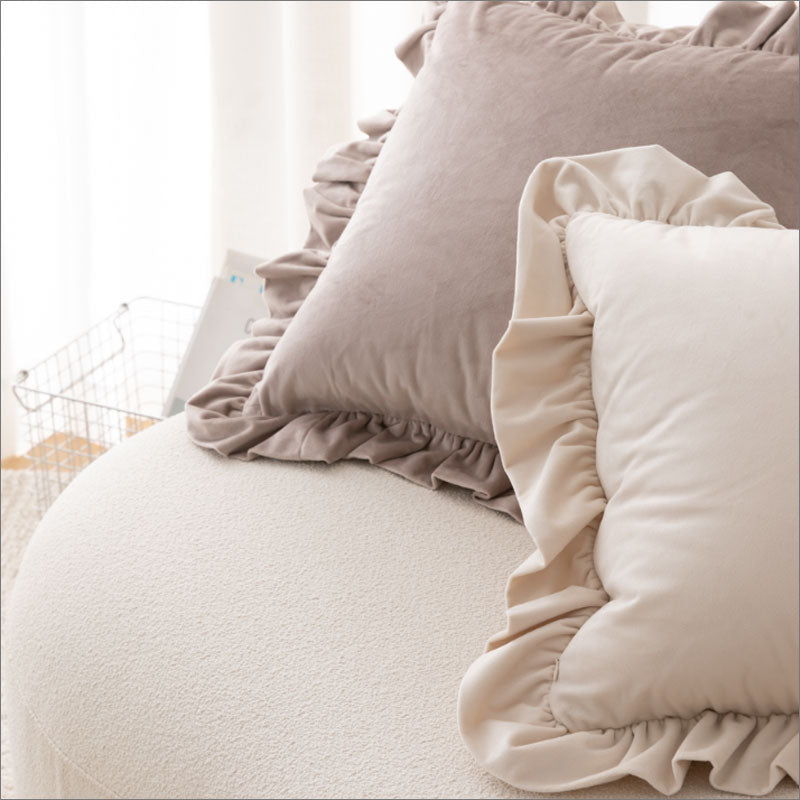 TW353  クッションカバー 45×45cm フリル ベロア ベルベッド