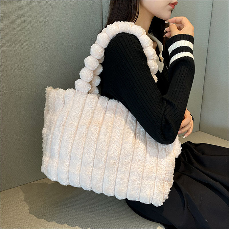 TW394 ストライプ もこもこ バッグ トートバッグ ぽこぽこ