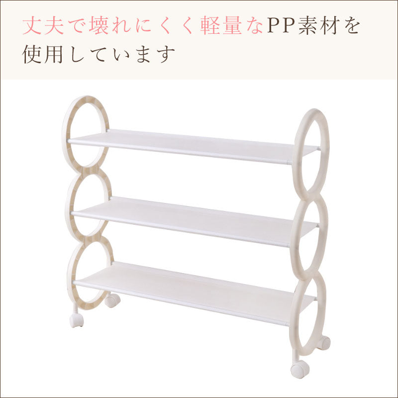 TW374 キャスター付き 簡易シューズラック 3段 4段 4サイズ スリム
