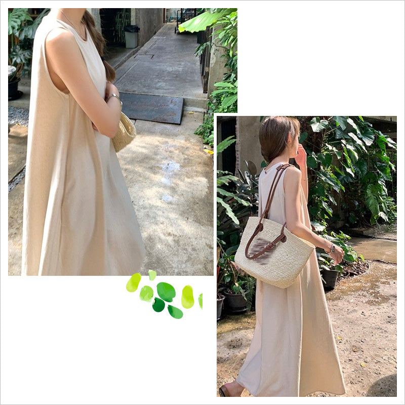 RA875 冷感ワンピース ノースリーブ 背中 あき