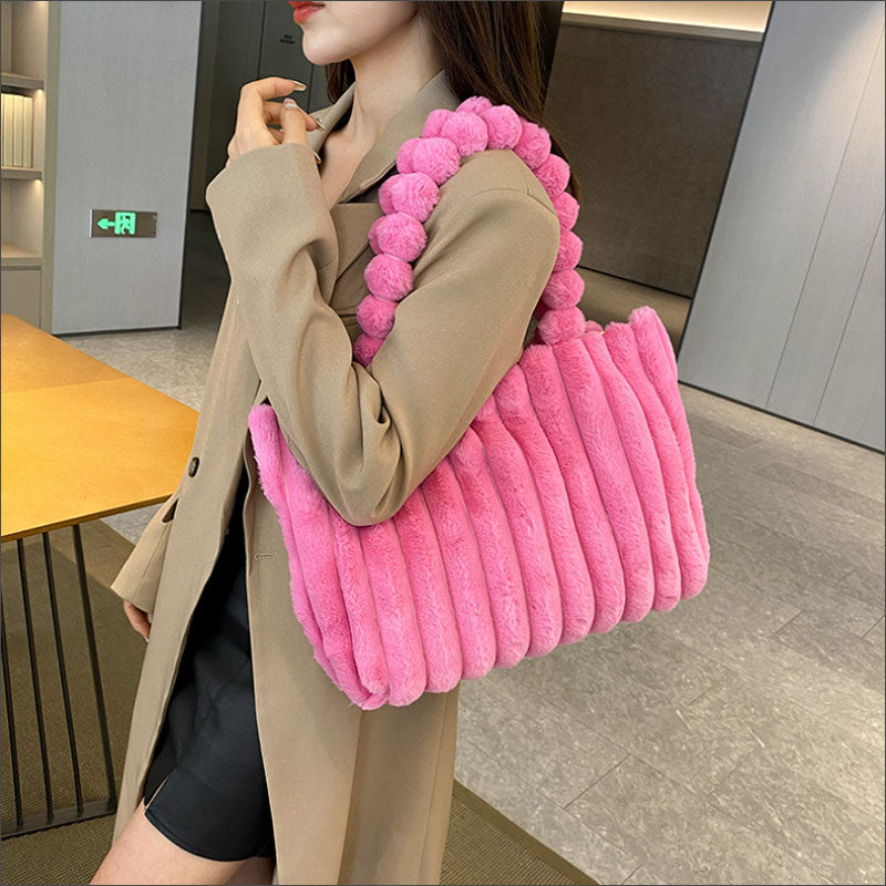 TW394 ストライプ もこもこ バッグ トートバッグ ぽこぽこ