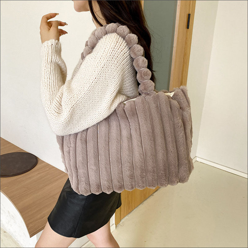 TW394 ストライプ もこもこ バッグ トートバッグ ぽこぽこ