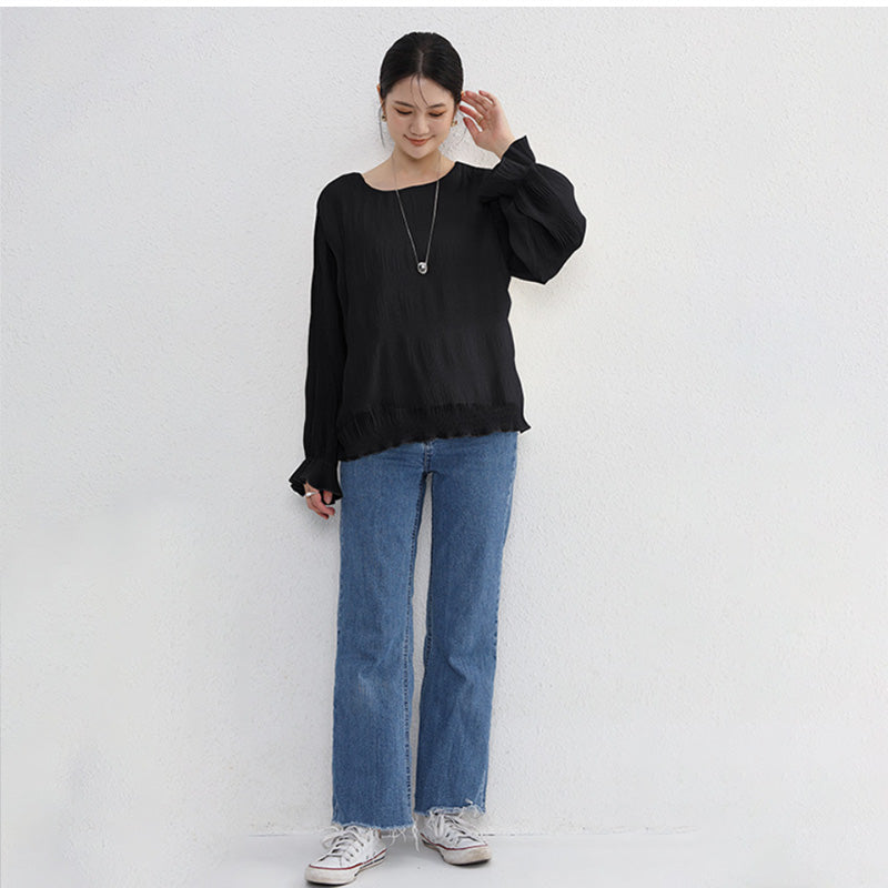 RA821  裏起毛シフォンカットソー 選べる2タイプ  トップス