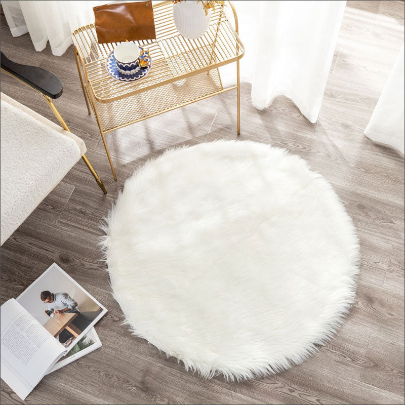 TW364 ラウンド ファーマット ふわふわ フェイクファー