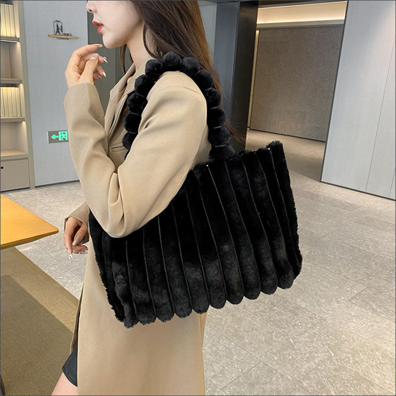 TW394 ストライプ もこもこ バッグ トートバッグ ぽこぽこ