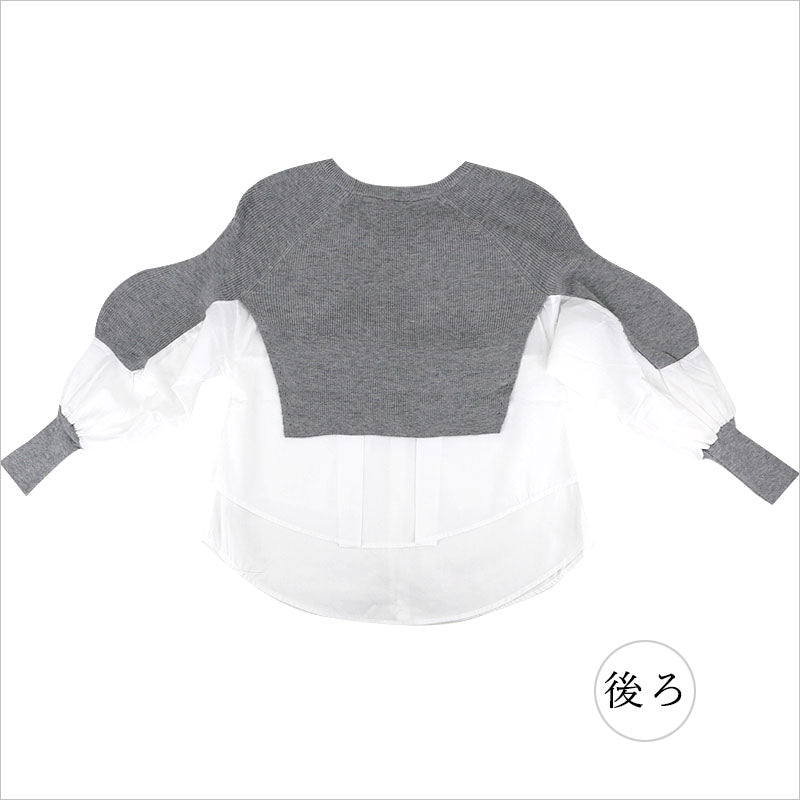 RA822  ニット＋シャツが一体デザイン